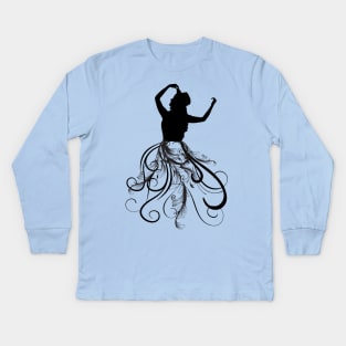 Sillhuoette of a woman dancing Kids Long Sleeve T-Shirt